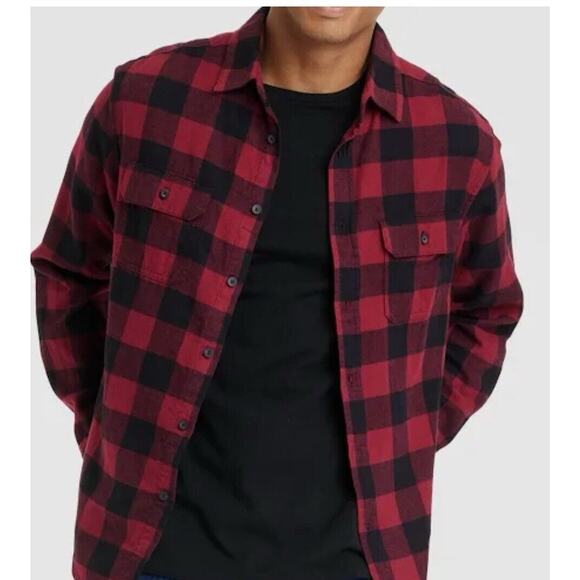 Croft & Barrow Men’s Extra Soft Flannel Shirt Colorful Plaid Red /Black Sz NWT - Picture 1 of 10